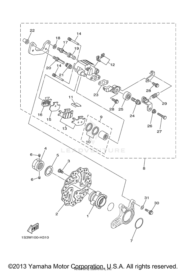 Rear Brake Caliper 700 SPECIAL EDITION - YFM7RSEA - 2011 Schematic