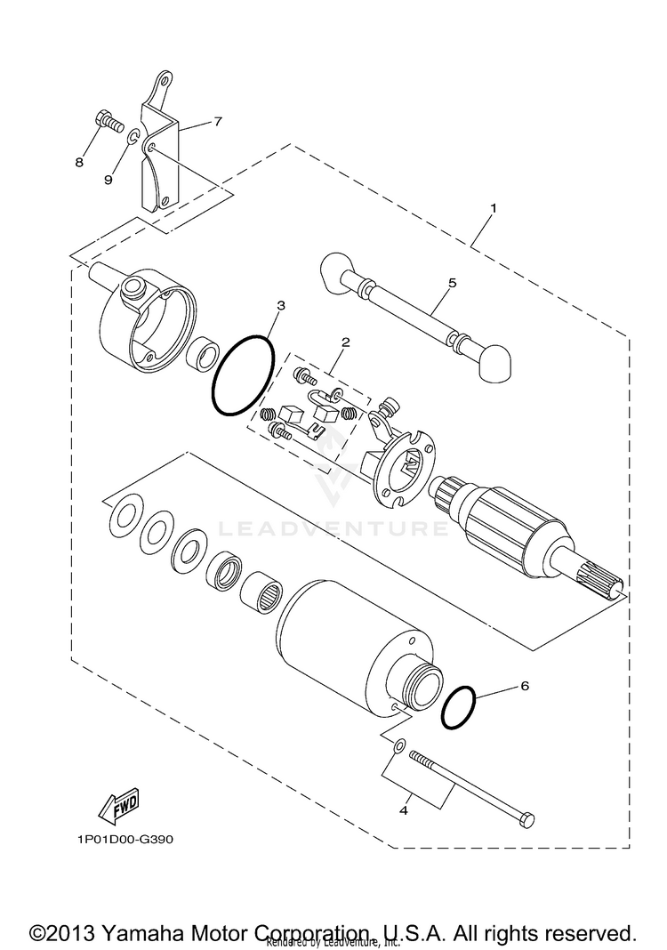 Starting Motor BIG BEAR 250 - YFM25BYB - 2009 Schematic