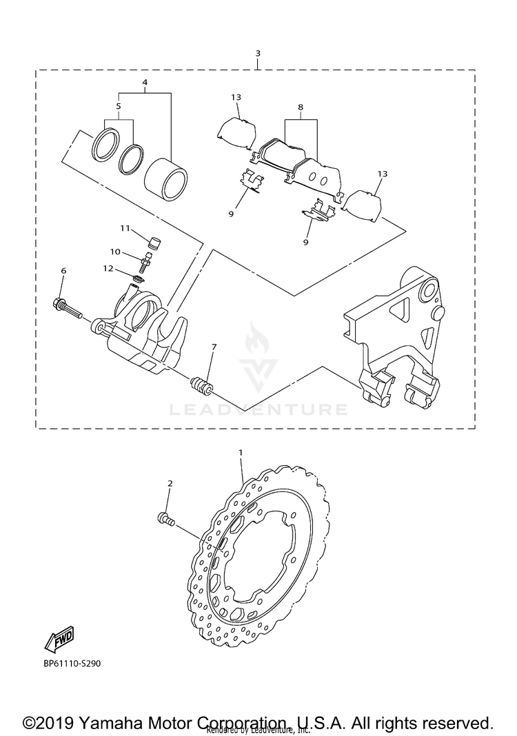 Rear Brake Caliper Schematic