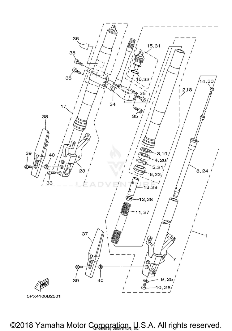 Front Fork ROAD STAR WARRIOR - XV1700PCRC - 2003 Schematic