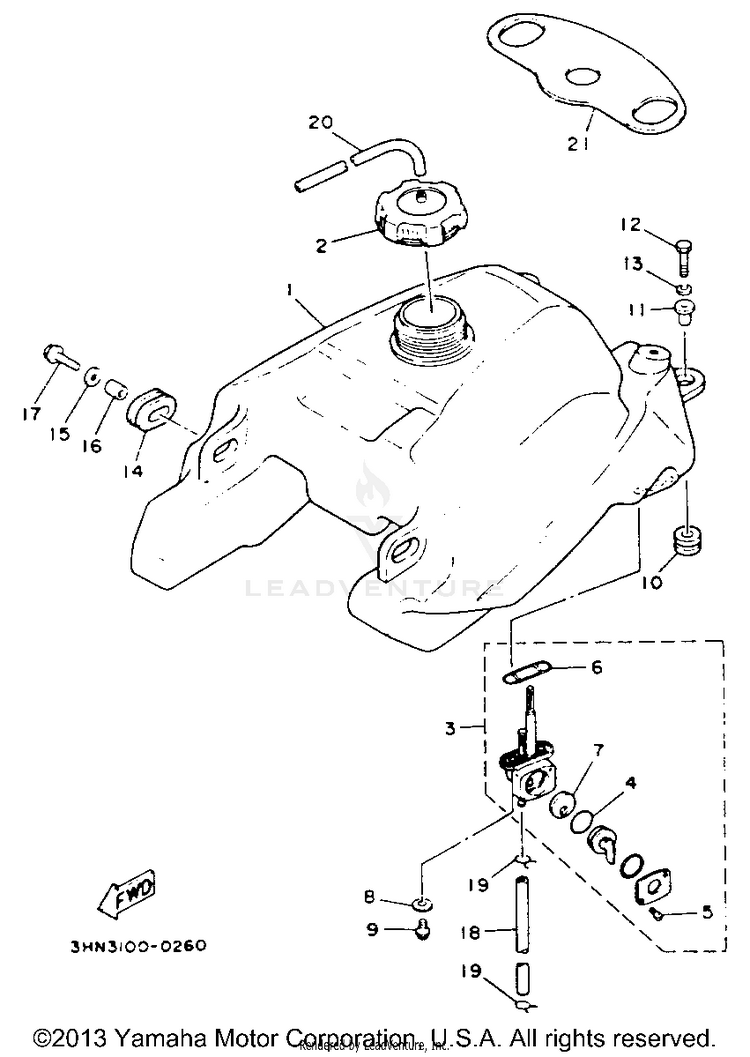 Fuel Tank BIG BEAR 4WD (ME & NH Only) - YFM350FWE_MNH - 1993 Schematic
