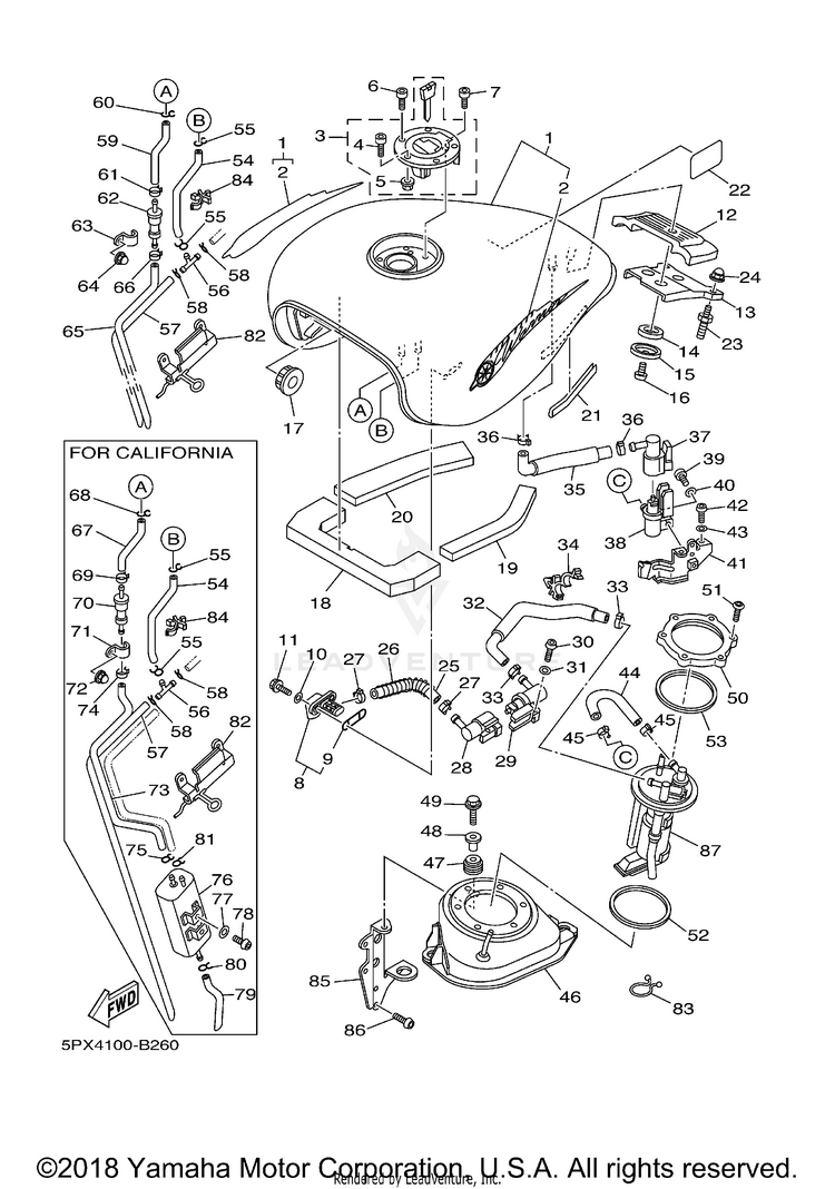 Fuel Tank ROAD STAR WARRIOR - XV1700PCRC - 2003 Schematic