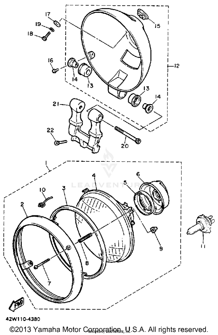 Headlight VIRAGO 700 - XV700SSC - 1986 Schematic