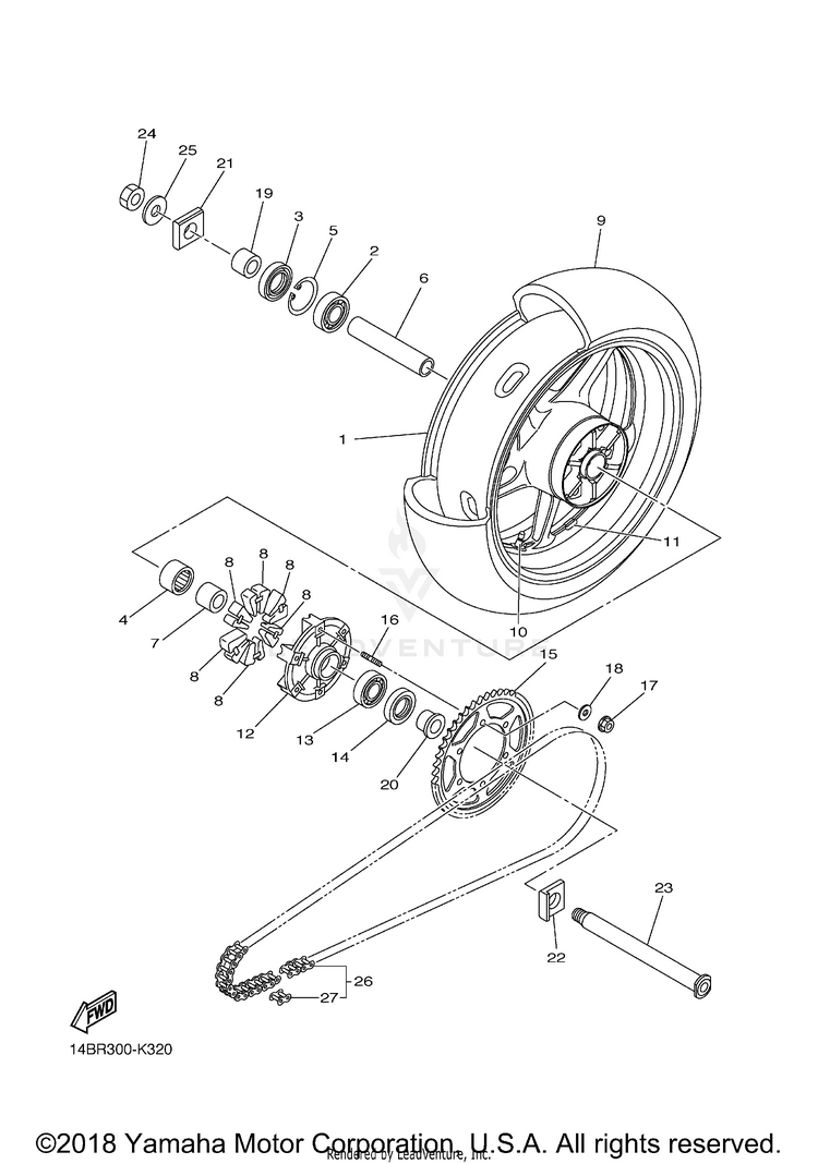 Rear Wheel YZFR1 - YZFR1ACB - 2011 Schematic