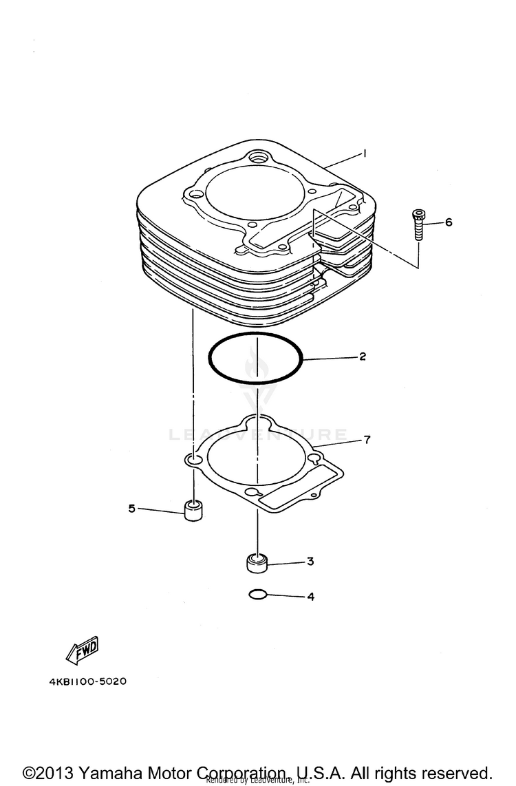 Cylinder WOLVERINE 4WD - YFM350FXH - 1996 Schematic