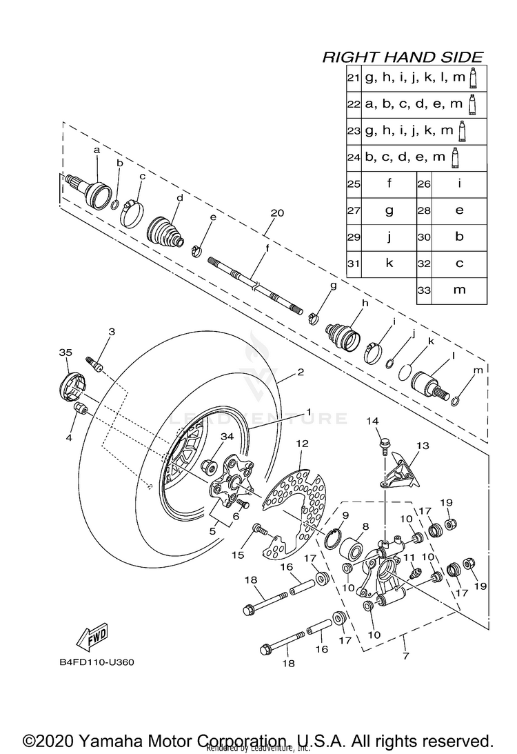 Rear Wheel 2 GRIZZLY EPS - YFM70GPALG - 2020 Schematic