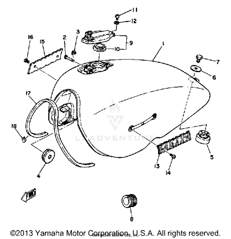 Fuel Tank XS1100SH - 1981 Schematic