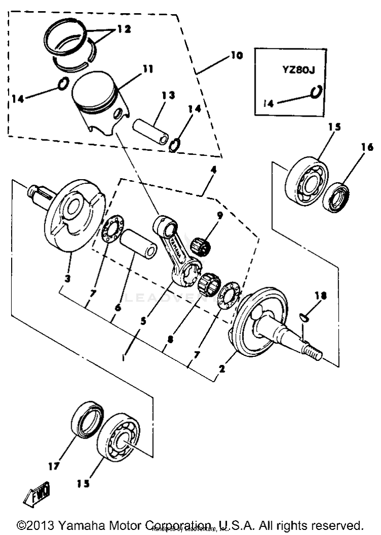 Crankshaft Piston Yz80h J Schematic