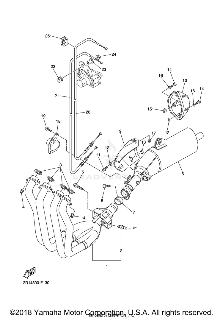 Exhaust FZ1 - FZS10XCGY - 2008 Schematic