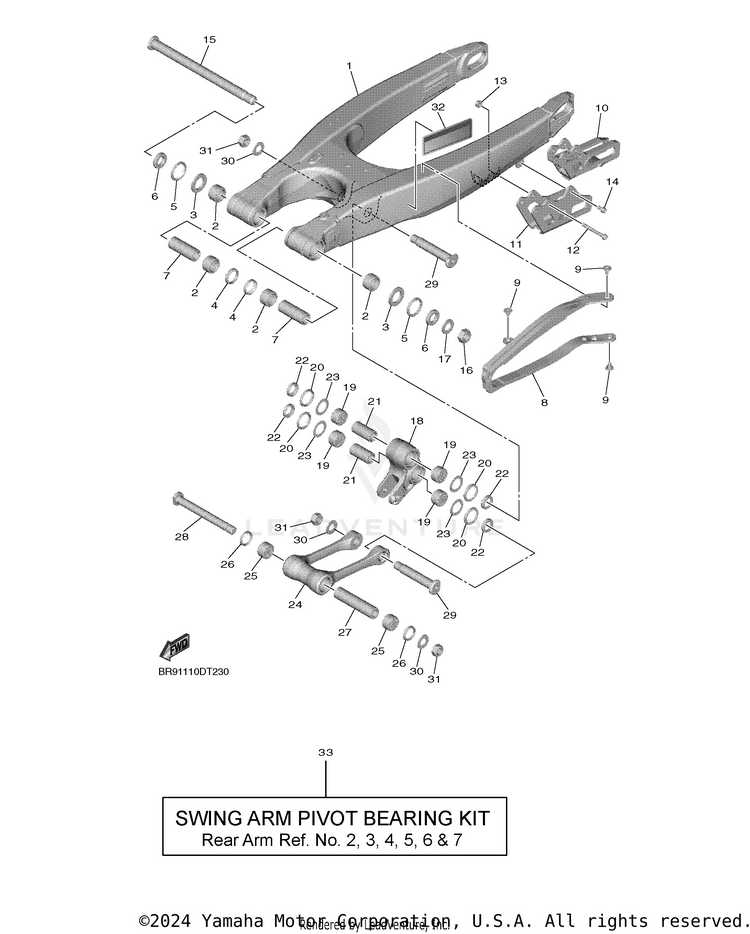 Rear Arm YZ250F - YZ250FKL - 2019 Schematic