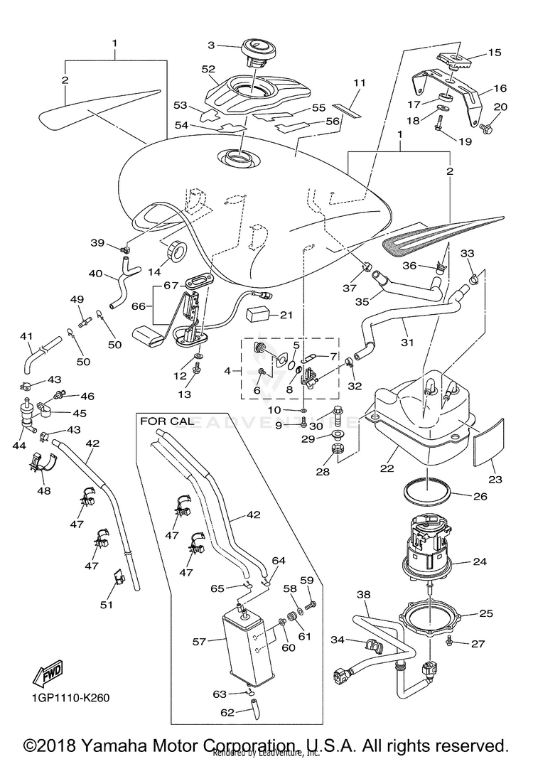 Fuel Tank STRYKER - XVS13CACB - 2011 Schematic