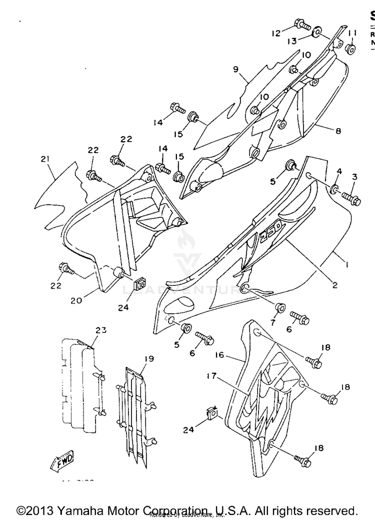 Side Cover YZ250E - 1993 Schematic