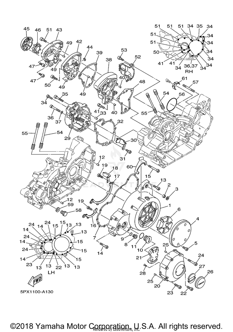 Crankcase Cover 1 XV1700 ROAD STAR WARRIOR (CA Ed.) - XV1700PCRC-B - 2003 Schematic