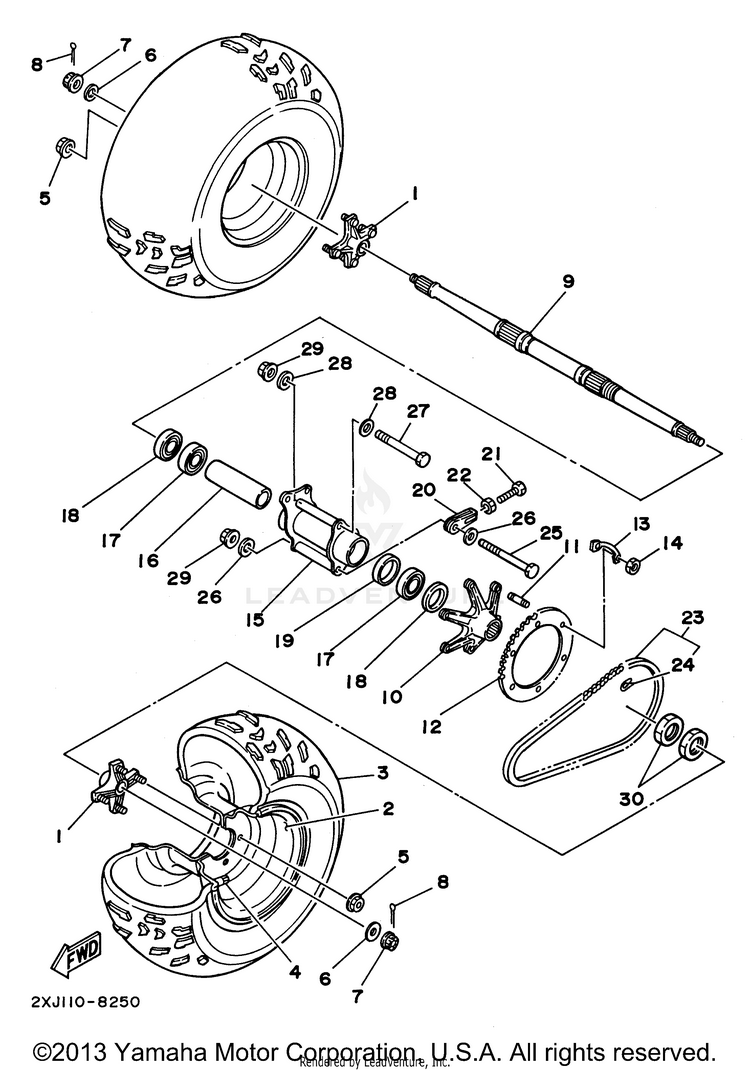 Rear Wheel BLASTER - YFS200H - 1996 Schematic