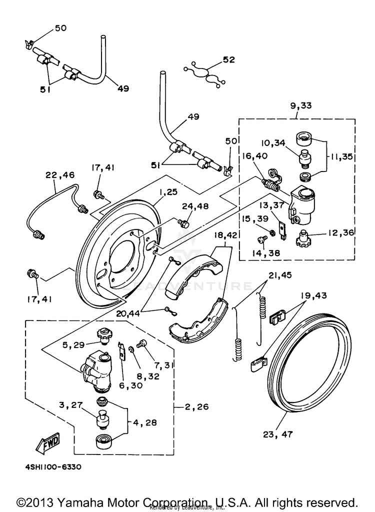 Front Brake KODIAK 4WD - YFM400FWJ - 1997 Schematic
