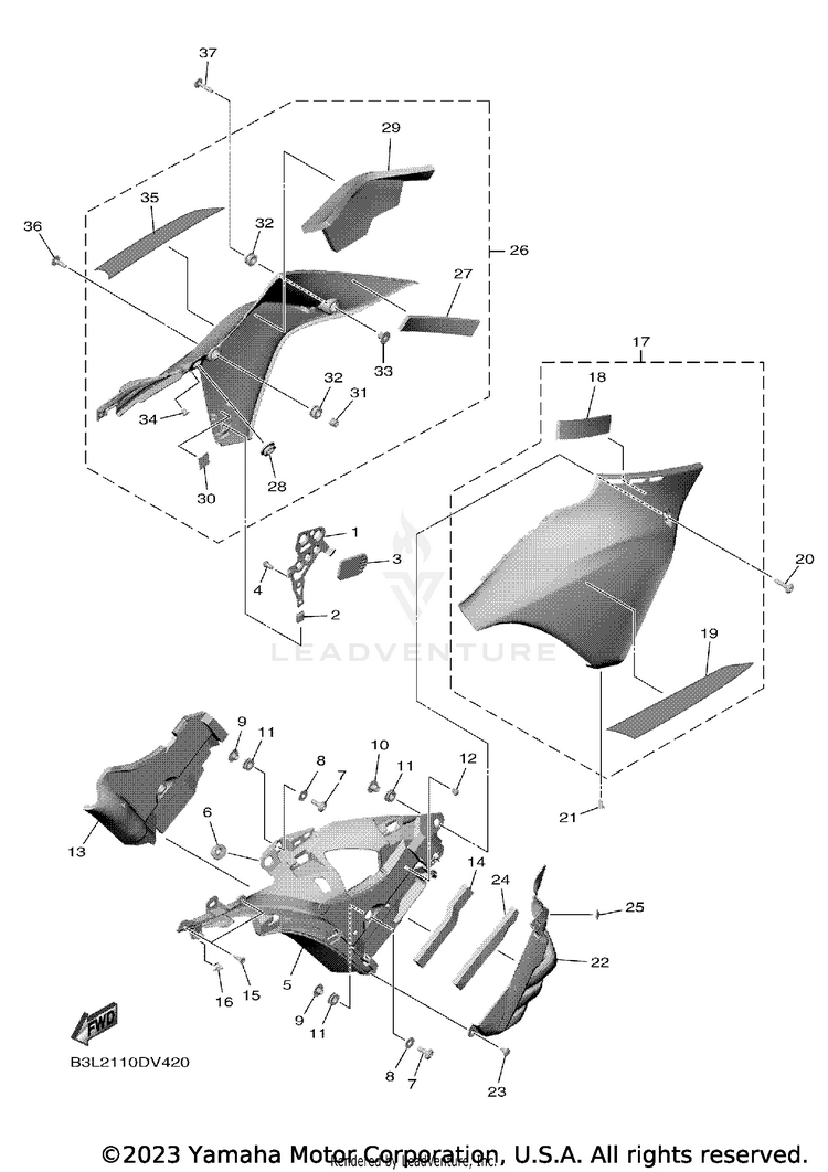 Cowling 3 YZFR1 - YZFR1LCB - 2020 Schematic