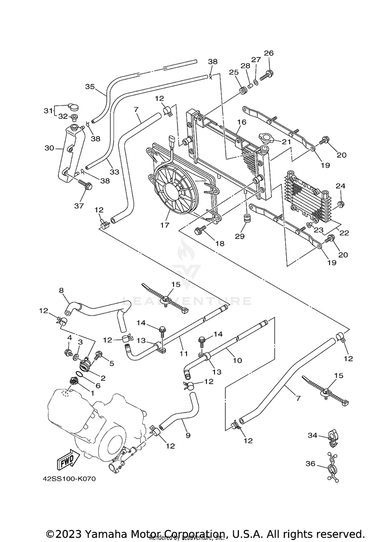 Radiator Hose RHINO 700 - YXR7FAGR - 2011 Schematic