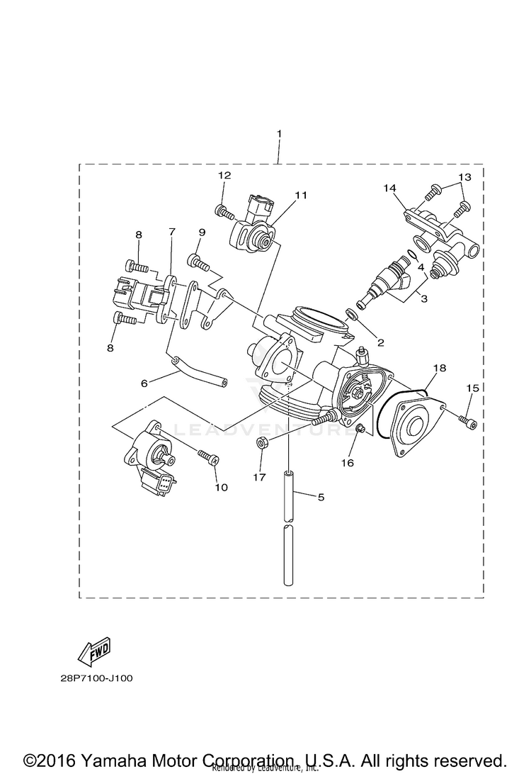 Throttle Body Assy 1 GRIZZLY 550 4WD - YFM5FGDGR - 2013 Schematic