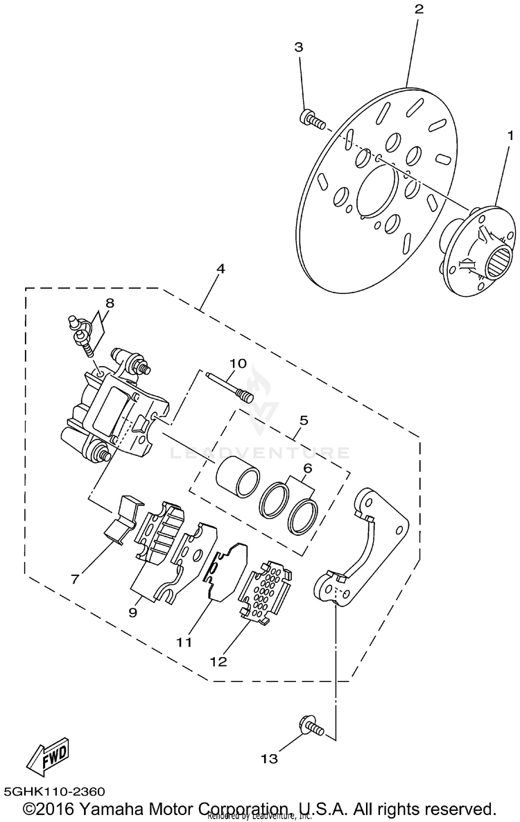 Rear Brake KODIAK 4WD - YFM400FAP - 2002 Schematic