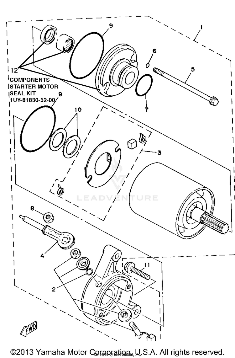 Starting Motor BIG BEAR 4WD - YFM350FWB - 1991 Schematic