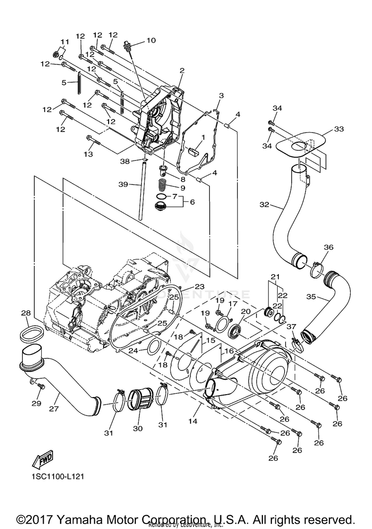 Crankcase Cover 1 GRIZZLY 300 - YFM30GDGR - 2013 Schematic