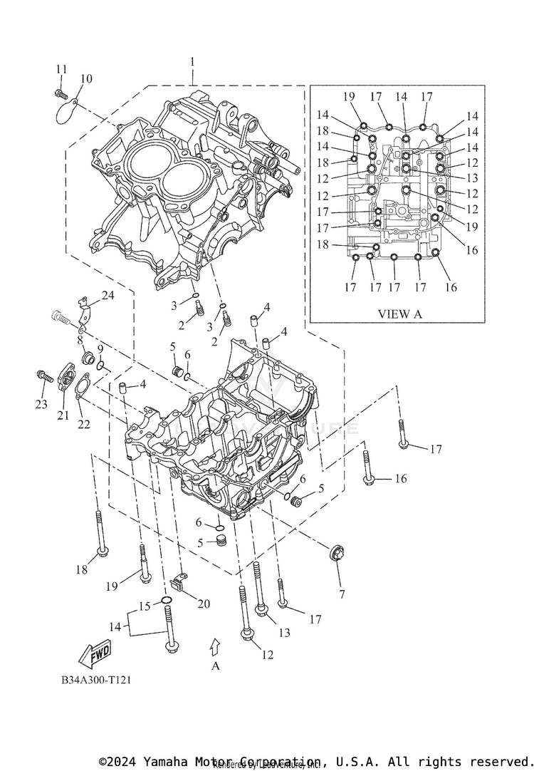 Crankcase TENERE 700 - XTZ7NB - 2022 Schematic
