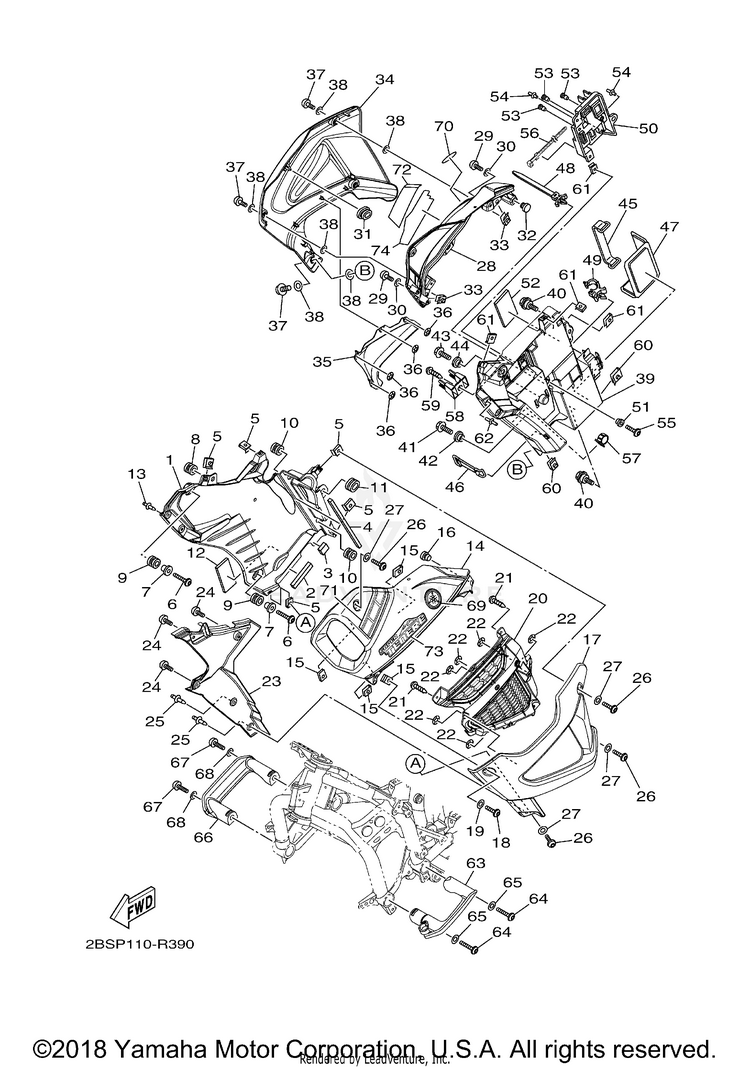 Cowling SUPER TENERE - XTZ12GCY - 2016 Schematic
