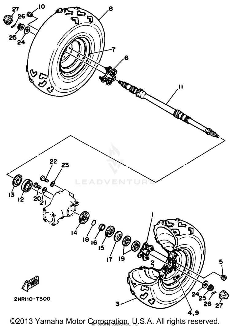 Rear Wheel BIG BEAR (ME & NH Only) - YFM350FWD_MNH - 1992 Schematic
