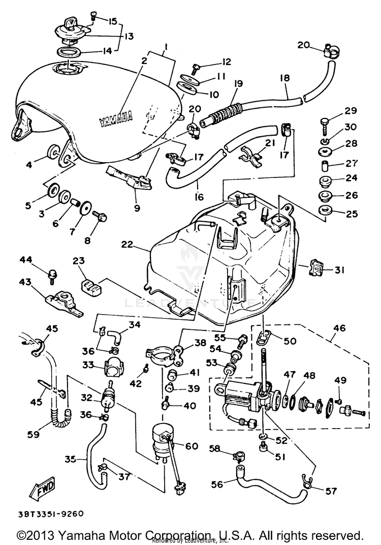 Fuel Tank Non California Model Schematic