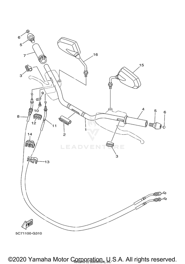 Steering Handle Cable RAIDER - XV19CXCB - 2008 Schematic