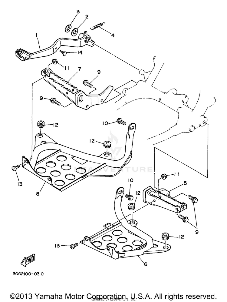 Stand Footrest BANSHEE - YFZ350J - 1997 Schematic