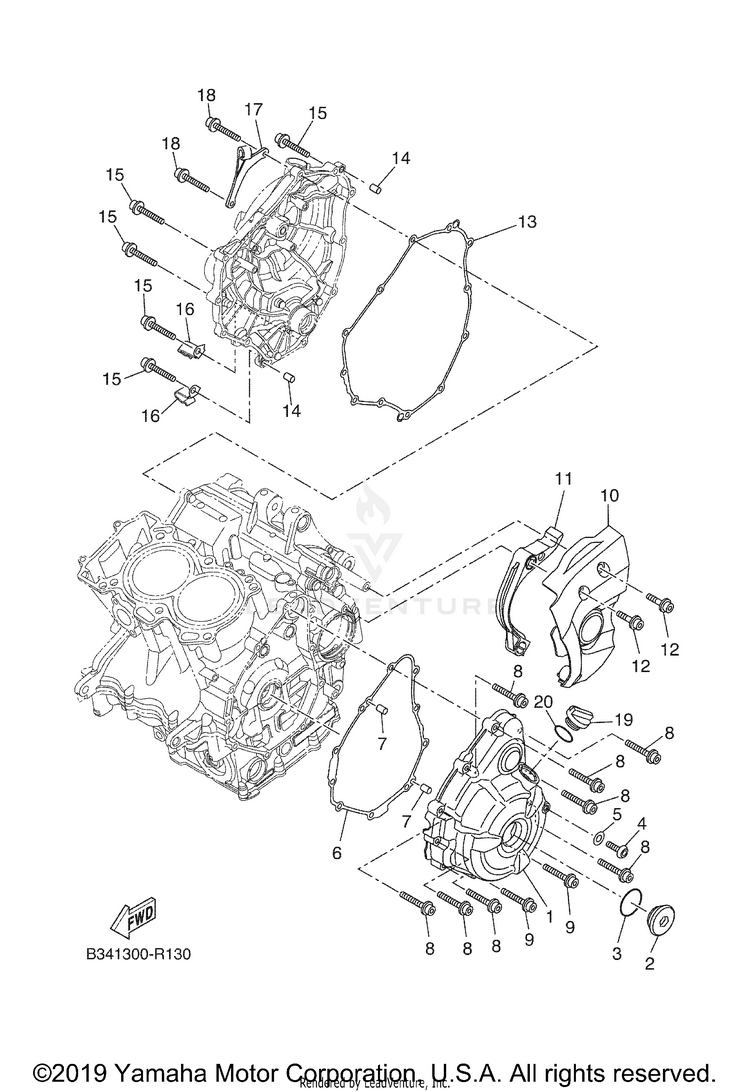 Crankcase Cover 1 XSR700 - XSR700JCGY - 2018 Schematic