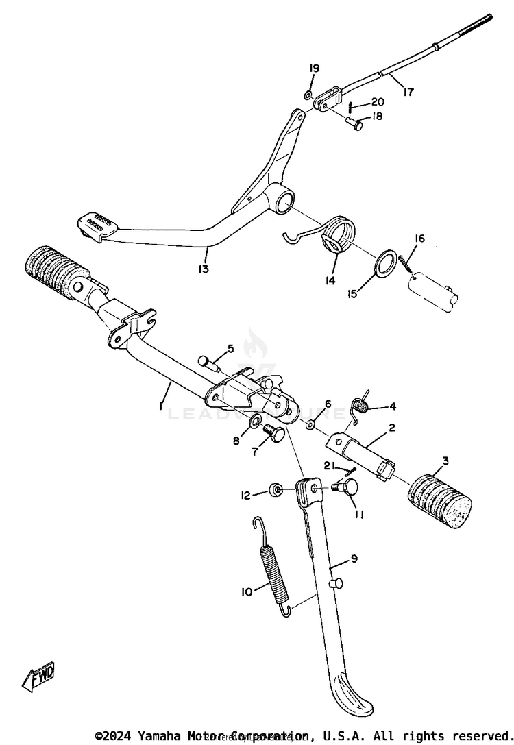 Stand, Foot Rest & Rear Brake Pedal Schematic