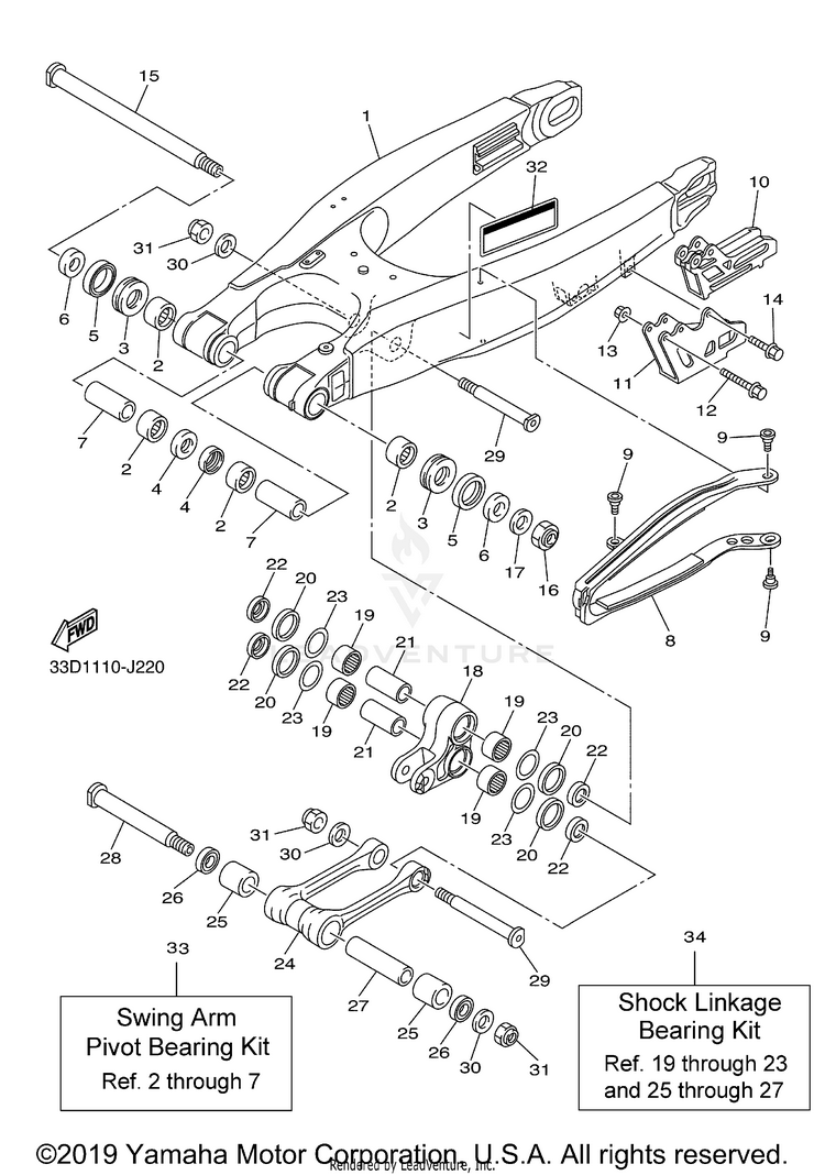 Rear Arm YZ450F - YZ450FAB - 2011 Schematic