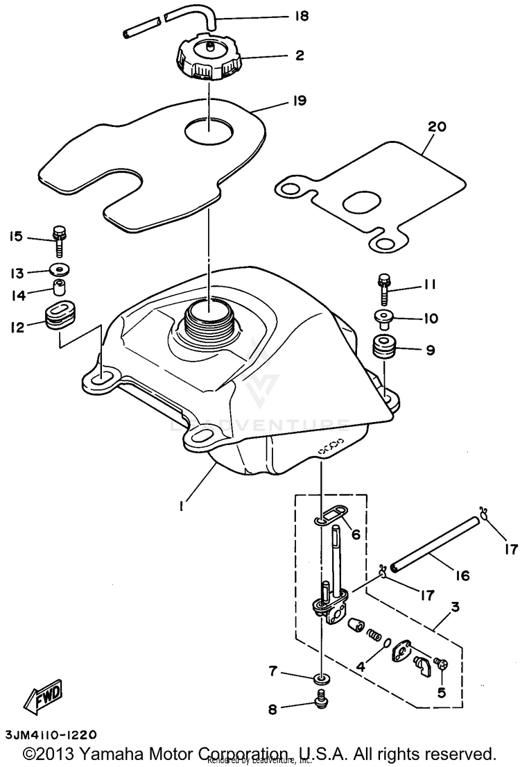 Fuel Tank BLASTER - YFS200G - 1995 Schematic