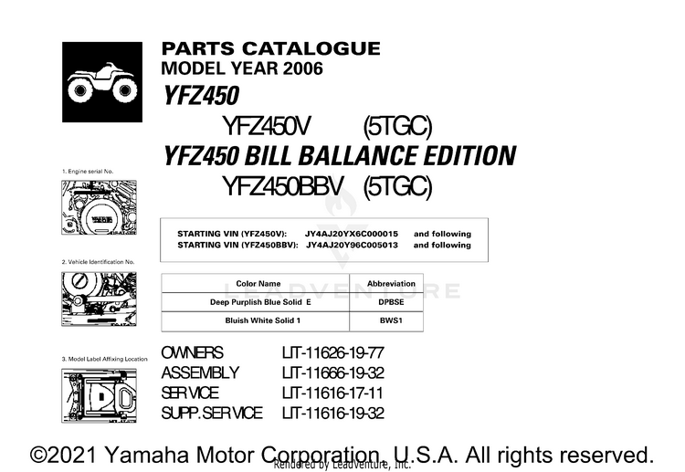 1 Title Page YFZ450V_BILL BALLANC - YFZ450BBV - 2006 Schematic