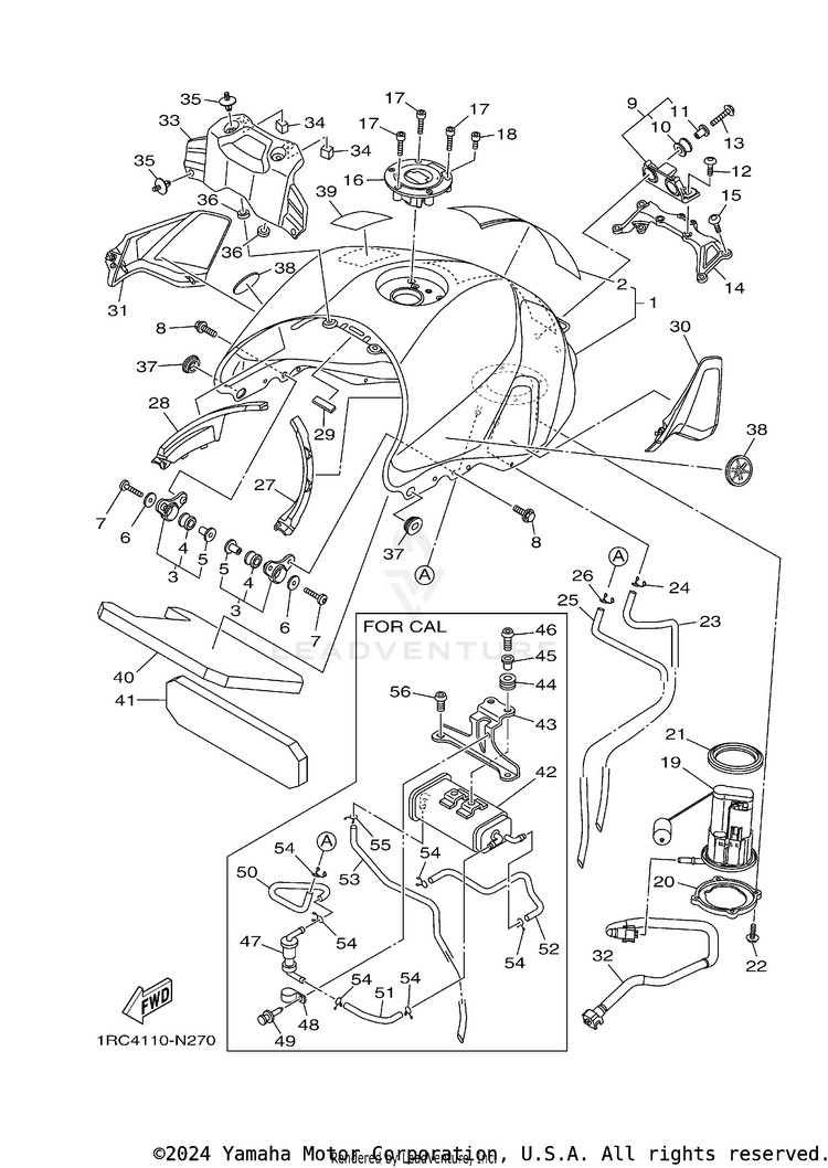 Fuel Tank FZ09 CA - FZ09ECGY - 2014 Schematic