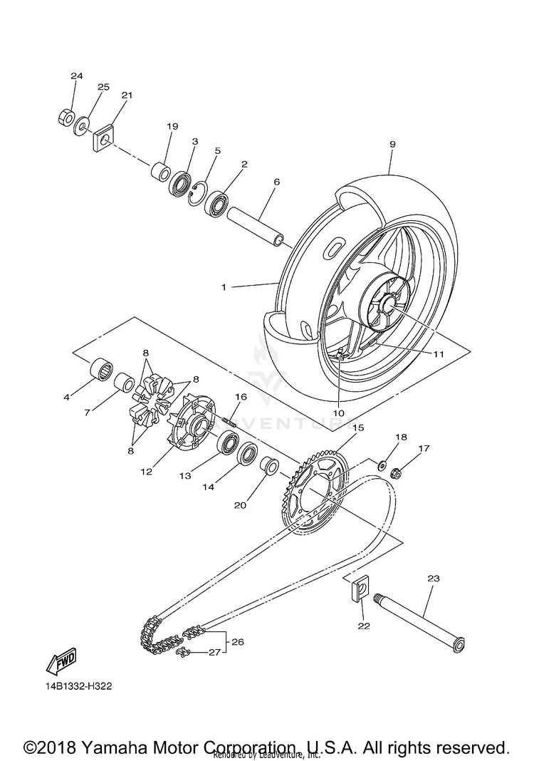 Rear Wheel YZFR1 - YZFR1ZCB - 2010 Schematic
