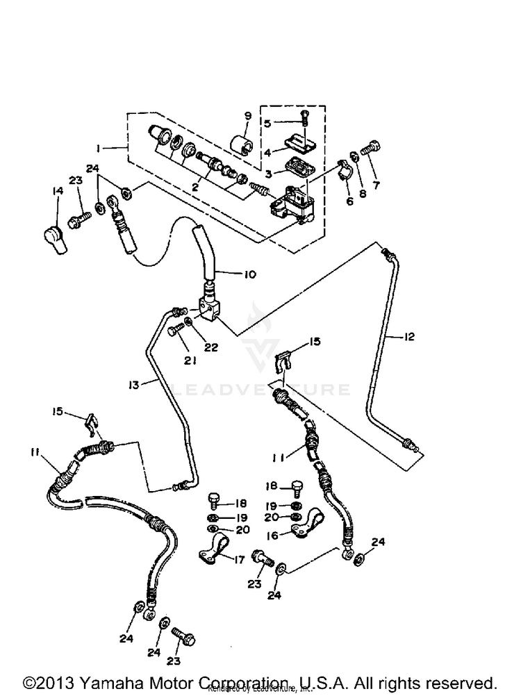 Front Master Cylinder BIG BEAR - YFM350FWB_MNH - 1991 Schematic
