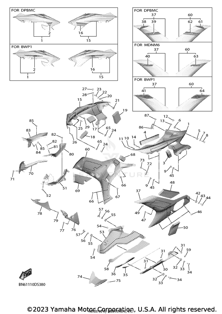Cowling 2 YZF-R6 - YZFR6HCB - 2017 Schematic