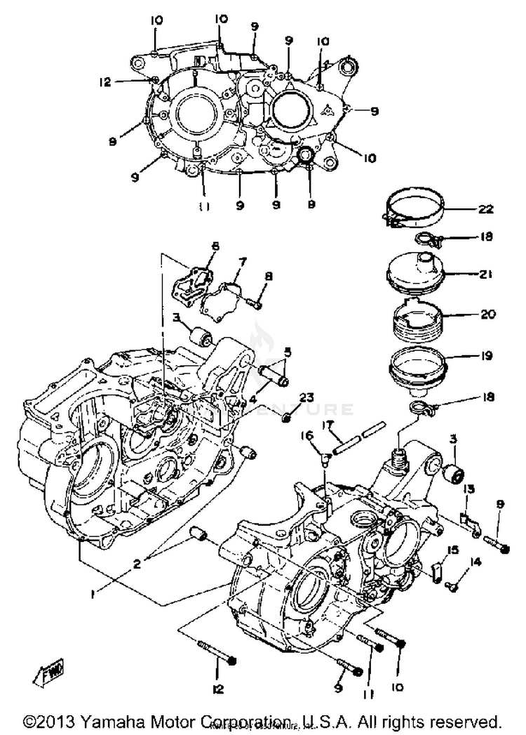 Crankcase XT500E - 1978 Schematic