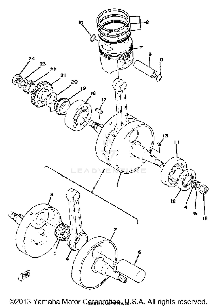 Crank - Piston XT500E_205 - 1978 Schematic