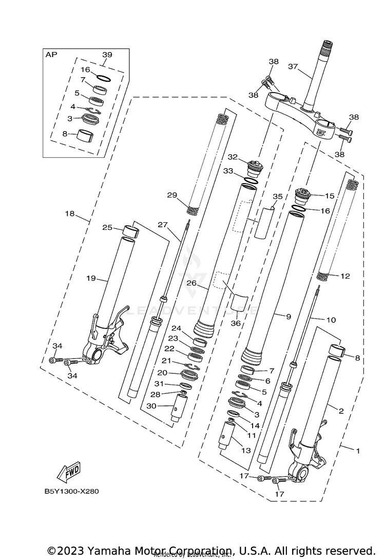 Front Fork MT10 - MT10NCB - 2022 Schematic
