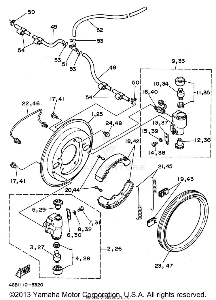 Front Brake KODIAK 4WD - YFM400FWF - 1994 Schematic
