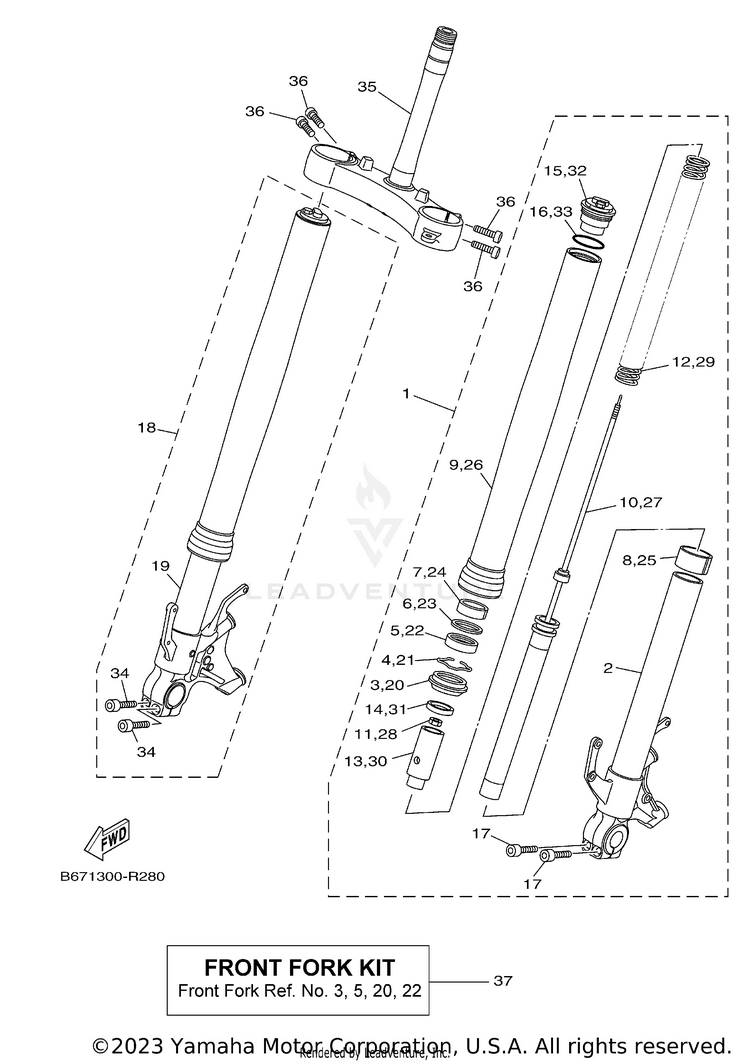 Front Fork MT10 - MT10KCB - 2019 Schematic