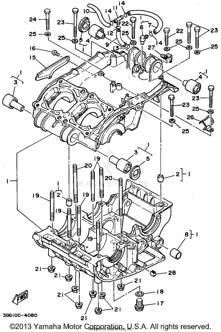 Crankcase BANSHEE - YFZ350G - 1995 Schematic