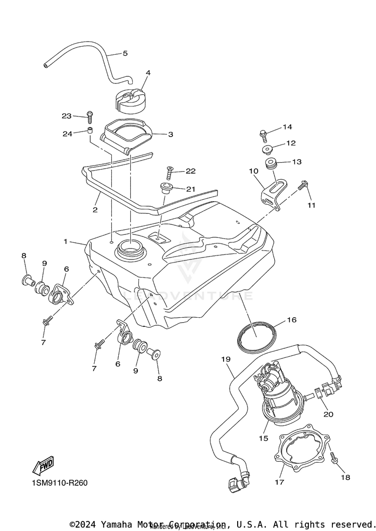 Fuel Tank YZ250F - YZ250FHL - 2017 Schematic