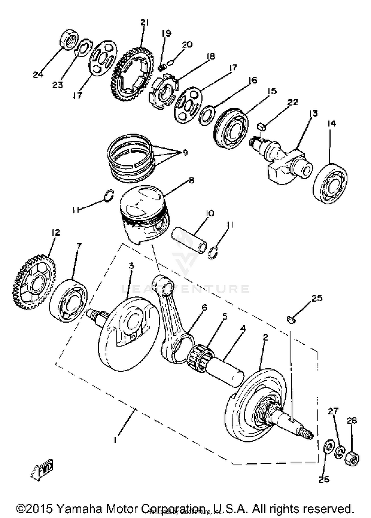 Crankshaft Piston XT250H - 1981 Schematic