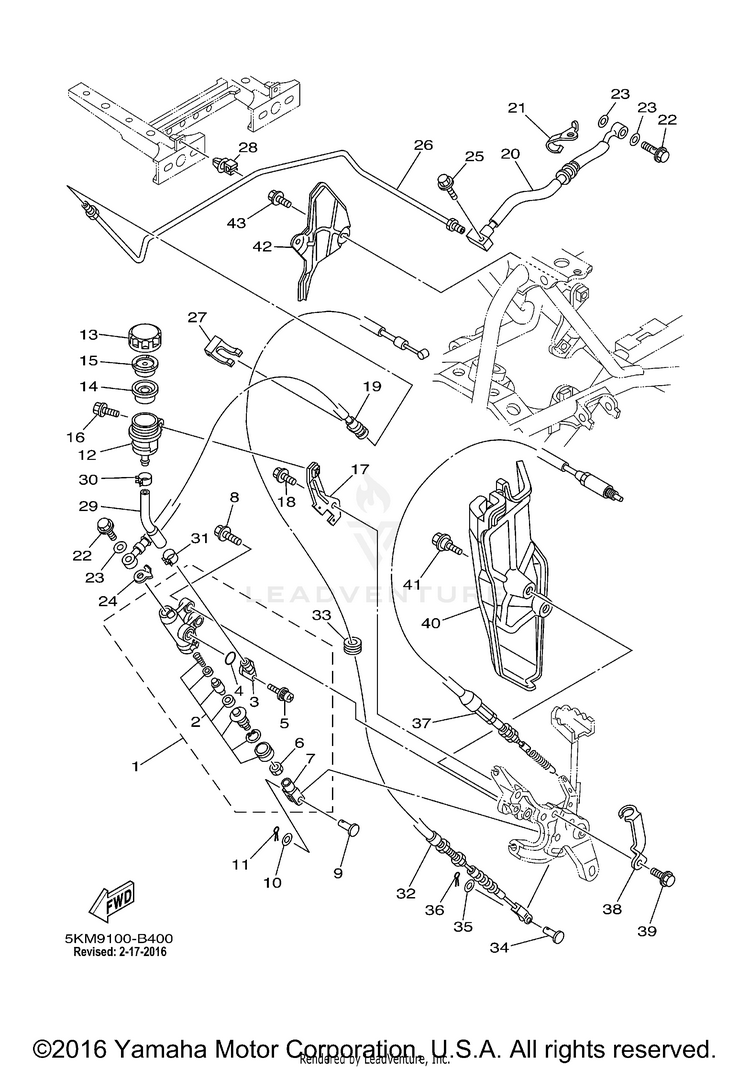Rear Master Cylinder GRIZZLY 660 - YFM66FAT - 2005 Schematic