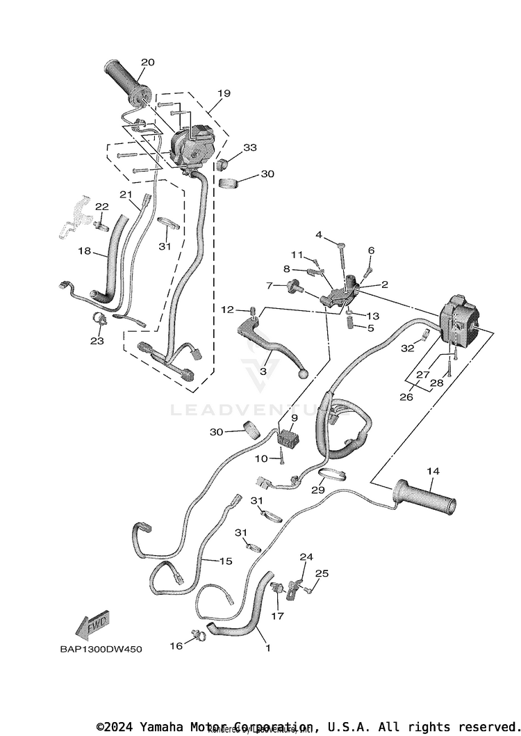 Handle Switch & Lever TRACER 9 GT - MTT9GTNCR - 2022 Schematic